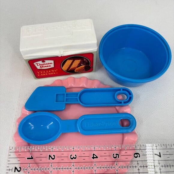 Fisher Price Baking Duncan Hines Cake Plate Bowl Spoon Spatula Vintage 1987-1988 - Picture 12 of 12